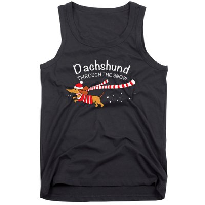 Dachshund Through The Snow Funny Dachshund Christmas Tank Top