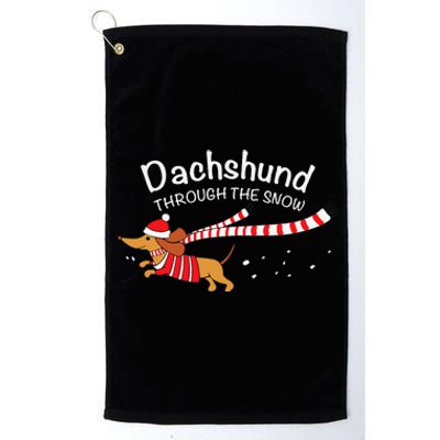 Dachshund Through The Snow Funny Dachshund Christmas Platinum Collection Golf Towel