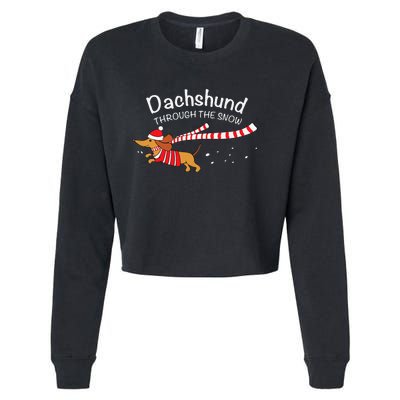 Dachshund Through The Snow Funny Dachshund Christmas Cropped Pullover Crew