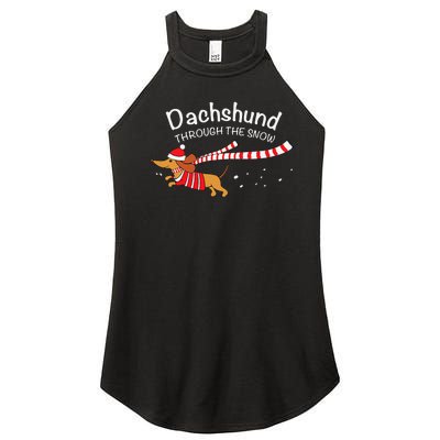 Dachshund Through The Snow Funny Dachshund Christmas Women’s Perfect Tri Rocker Tank