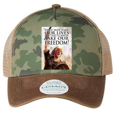 Donald Trump They May Take Our Lives But Theyll Never Take Our Freedom Legacy Tie Dye Trucker Hat