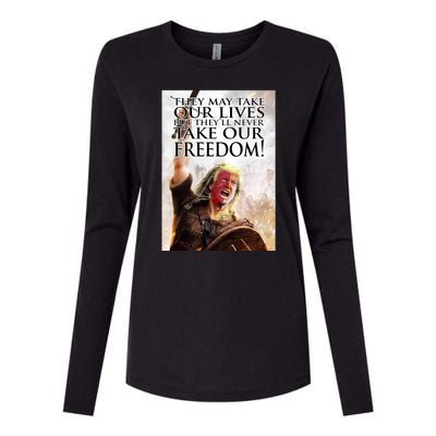 Donald Trump They May Take Our Lives But Theyll Never Take Our Freedom Womens Cotton Relaxed Long Sleeve T-Shirt