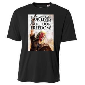 Donald Trump They May Take Our Lives But Theyll Never Take Our Freedom Cooling Performance Crew T-Shirt