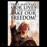 Donald Trump They May Take Our Lives But Theyll Never Take Our Freedom Tall T-Shirt