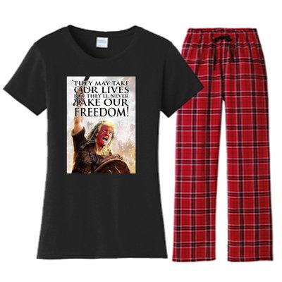 Donald Trump They May Take Our Lives But Theyll Never Take Our Freedom Women's Flannel Pajama Set