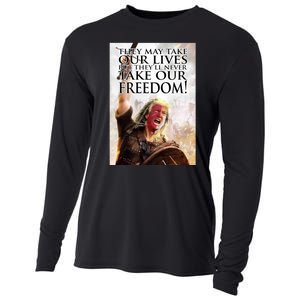 Donald Trump They May Take Our Lives But Theyll Never Take Our Freedom Cooling Performance Long Sleeve Crew