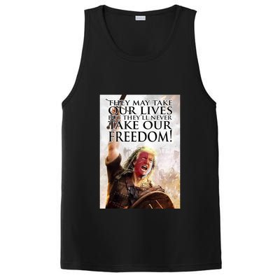 Donald Trump They May Take Our Lives But Theyll Never Take Our Freedom PosiCharge Competitor Tank
