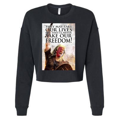 Donald Trump They May Take Our Lives But Theyll Never Take Our Freedom Cropped Pullover Crew