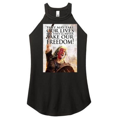 Donald Trump They May Take Our Lives But Theyll Never Take Our Freedom Women's Perfect Tri Rocker Tank