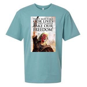 Donald Trump They May Take Our Lives But Theyll Never Take Our Freedom Sueded Cloud Jersey T-Shirt