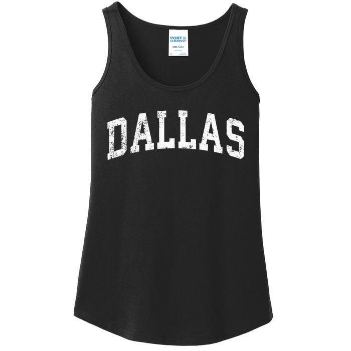 Dallas Texas TX Vintage Varsity Sports Text Ladies Essential Tank