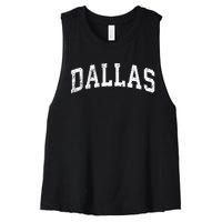 Dallas Texas TX Vintage Varsity Sports Text Women's Racerback Cropped Tank