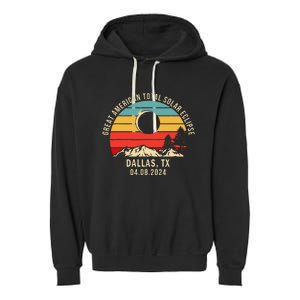 Dallas Tx Texas Total Solar Eclipse 2024 Garment-Dyed Fleece Hoodie