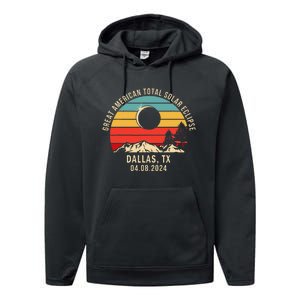 Dallas Tx Texas Total Solar Eclipse 2024 Performance Fleece Hoodie