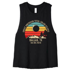 Dallas Tx Texas Total Solar Eclipse 2024 Women's Racerback Cropped Tank