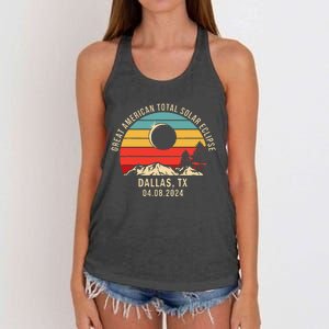 Dallas Tx Texas Total Solar Eclipse 2024 Women's Knotted Racerback Tank