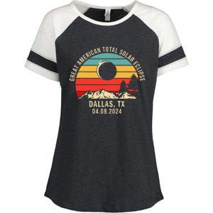 Dallas Tx Texas Total Solar Eclipse 2024 Enza Ladies Jersey Colorblock Tee