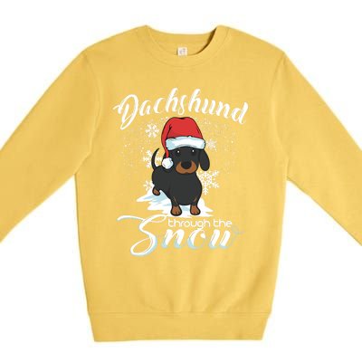 Daschund Through The Snow Dog Lovers Festive Gift Premium Crewneck Sweatshirt