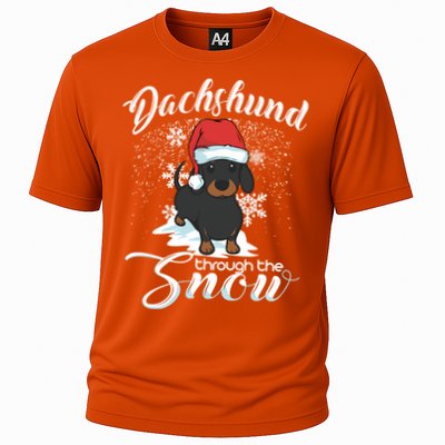 Daschund Through The Snow Dog Lovers Festive Gift Cooling Performance Crew T-Shirt