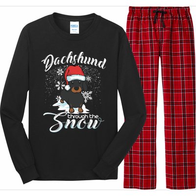 Daschund Through The Snow Dog Lovers Festive Gift Long Sleeve Pajama Set