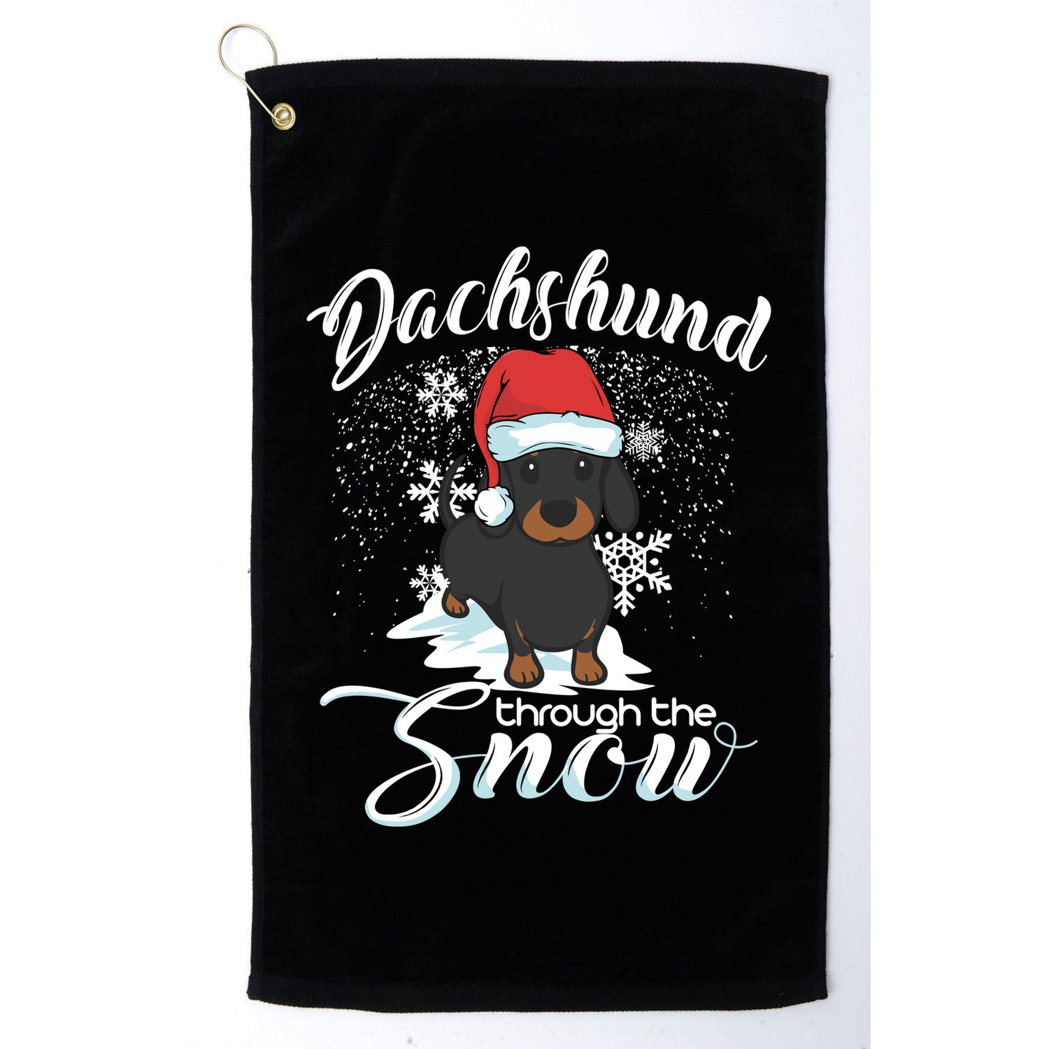 Daschund Through The Snow Dog Lovers Festive Gift Golf Towel