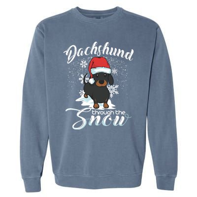 Daschund Through The Snow Dog Lovers Festive Gift Garment-Dyed Sweatshirt