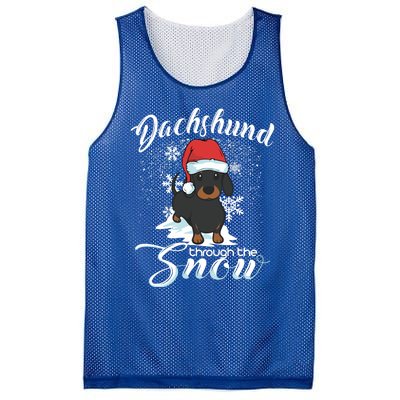 Daschund Through The Snow Dog Lovers Festive Gift Mesh Reversible Basketball Jersey Tank