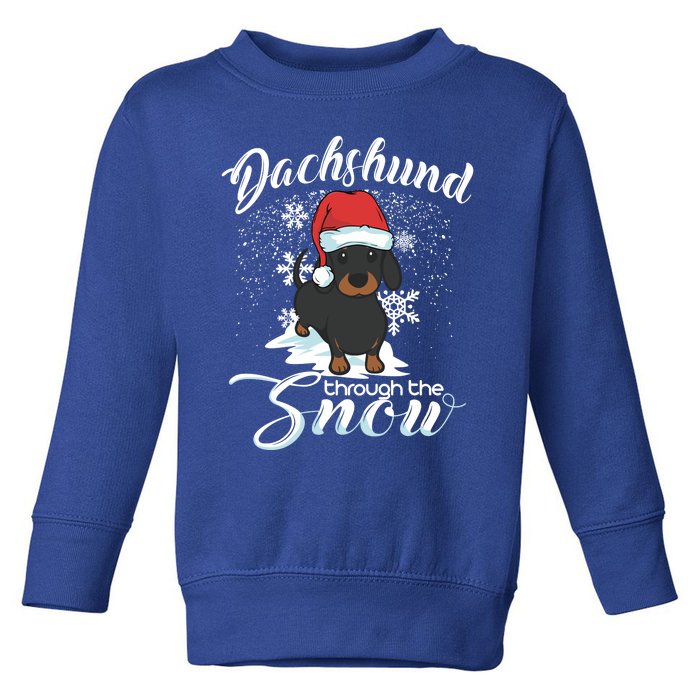 Daschund Through The Snow Dog Lovers Festive Gift Toddler Sweatshirt