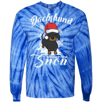 Daschund Through The Snow Dog Lovers Festive Gift Tie-Dye Long Sleeve Shirt