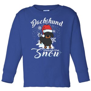 Daschund Through The Snow Dog Lovers Festive Gift Toddler Long Sleeve Shirt