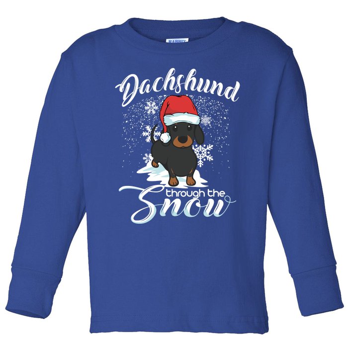 Daschund Through The Snow Dog Lovers Festive Gift Toddler Long Sleeve Shirt