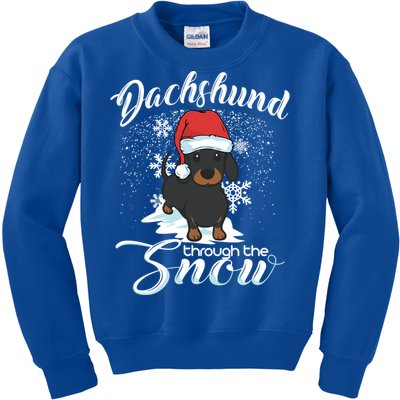 Daschund Through The Snow Dog Lovers Festive Gift Kids Sweatshirt