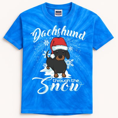 Daschund Through The Snow Dog Lovers Festive Gift Kids Tie-Dye T-Shirt