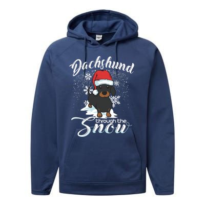 Daschund Through The Snow Dog Lovers Festive Gift Performance Fleece Hoodie