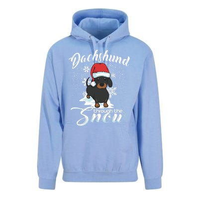 Daschund Through The Snow Dog Lovers Festive Gift Unisex Surf Hoodie