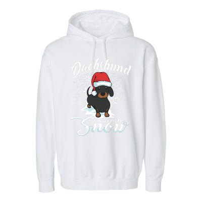 Daschund Through The Snow Dog Lovers Festive Gift Garment-Dyed Fleece Hoodie