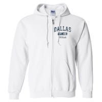 Dallas Texas Tx Vintage Sports Full Zip Hoodie