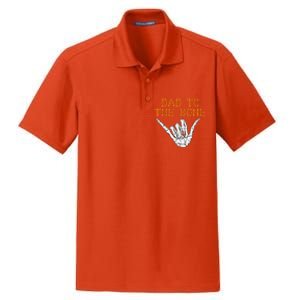 Dad To The Bone Spooky Skeleton Hand Funny Halloween Dry Zone Grid Polo