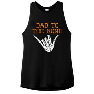 Dad To The Bone Spooky Skeleton Hand Funny Halloween Ladies PosiCharge Tri-Blend Wicking Tank