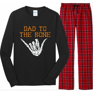 Dad To The Bone Spooky Skeleton Hand Funny Halloween Long Sleeve Pajama Set