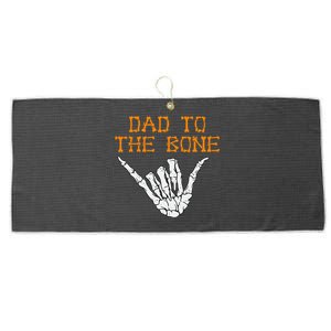 Dad To The Bone Spooky Skeleton Hand Funny Halloween Large Microfiber Waffle Golf Towel