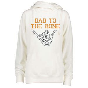 Dad To The Bone Spooky Skeleton Hand Funny Halloween Womens Funnel Neck Pullover Hood