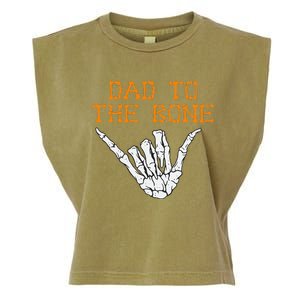 Dad To The Bone Spooky Skeleton Hand Funny Halloween Garment-Dyed Women's Muscle Tee