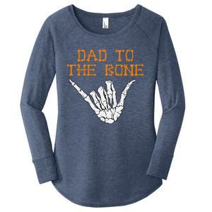 Dad To The Bone Spooky Skeleton Hand Funny Halloween Women's Perfect Tri Tunic Long Sleeve Shirt