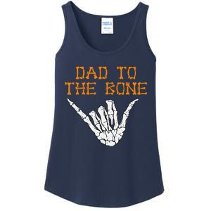 Dad To The Bone Spooky Skeleton Hand Funny Halloween Ladies Essential Tank