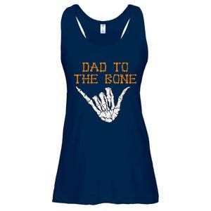 Dad To The Bone Spooky Skeleton Hand Funny Halloween Ladies Essential Flowy Tank