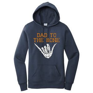 Dad To The Bone Spooky Skeleton Hand Funny Halloween Women's Pullover Hoodie