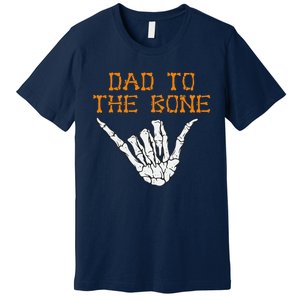 Dad To The Bone Spooky Skeleton Hand Funny Halloween Premium T-Shirt