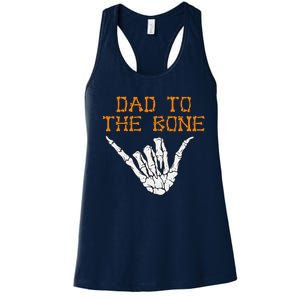 Dad To The Bone Spooky Skeleton Hand Funny Halloween Women's Racerback Tank