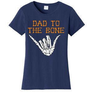 Dad To The Bone Spooky Skeleton Hand Funny Halloween Women's T-Shirt